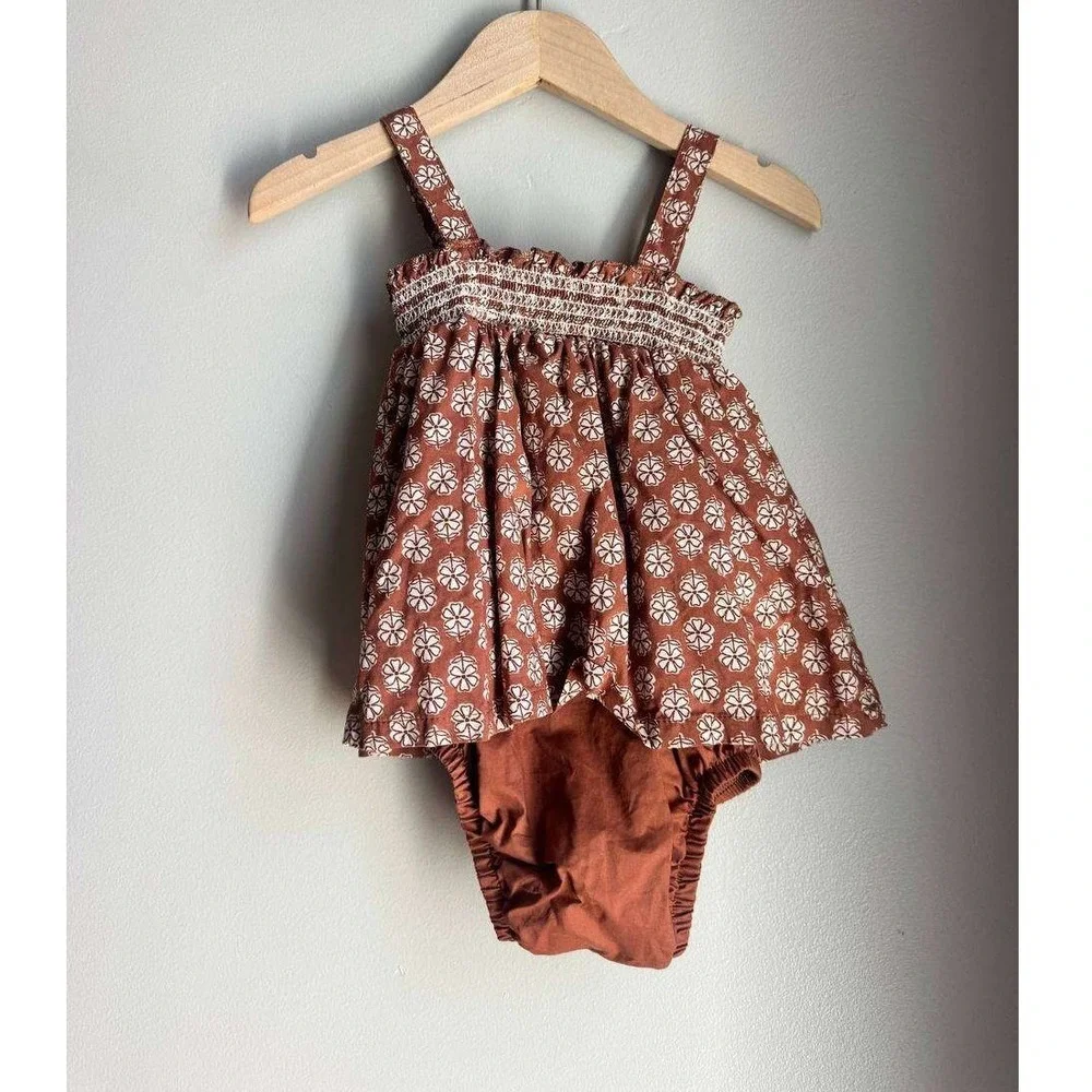 Carters Smocked Floral Bloomer Set 18M Euro Summer Cottagecore Boho Scandi Baby